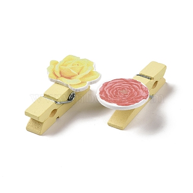 Épingles à linge en bois et fer thème fleur(AJEW-H137-07)-3