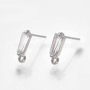 Real Platinum Plated Clear Others Brass Stud Earring Findings