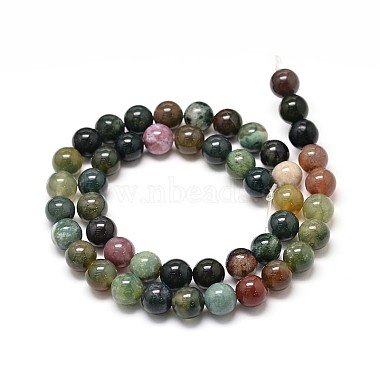 Natural Indian Agate Round Bead Strands(G-P075-40-8mm)-2