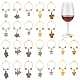 24 pcs 12 style tortue style tibétain pendentif en alliage breloques pour verre à vin(AJEW-AB00057)-1