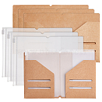 4Pcs Kraft Paper File Folders, Paper Card Pouch Envelope Insert for Travel Notebook, with 4Pcs PVC Plastic Storage Bag, Mixed Color, 12.7x9.5x0.5cm(OFST-FH0001-07)