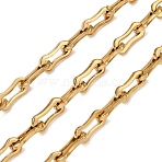 304 Stainless Steel Paperclip Chains, Ion Plating(IP), Unwelded, with Spool, Real 18K Gold Plated, 6x14x1.5mm(CHS-K018-36G)