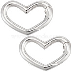 2Pcs 925 Sterling Silver Spring Gate Rings, with 1Pc Double Sided Suede Fabric Silver Polishing Cloth, Heart, Platinum, 10.5x16x2mm, Inner Diameter: 8.5x11.5mm(STER-BBC0008-95)