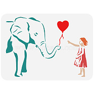 Plastic Drawing Painting Stencils Templates, for Painting on Scrapbook Fabric Tiles Floor Furniture Wood, Rectangle, Elephant Pattern, 29.7x21cm(DIY-WH0396-204)