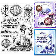 Custom Summer Theme PVC Plastic Clear Stamps, for DIY Scrapbooking, Photo Album Decorative, Cards Making, Lighthouse, 160x110mm(DIY-WH0631-0067)