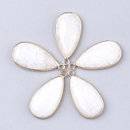 Natural White Jade Pendants, with Brass Findings, teardrop, Golden, 33x16~16.5x6mm, Hole: 2mm(G-S344-51G)