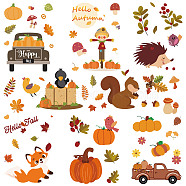 8 Sheets 8 Styles Autumn PVC Waterproof Wall Stickers, Self-Adhesive Decals, for Window or Stairway Home Decoration, Rectangle, Leaf, 200x145mm, about 1 sheets/style(DIY-WH0345-088)