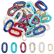 Acrylic Imitation Gemstone & CCB Plastic Linking Rings, Quick Link Connectors, For Jewelry Chains Making, Oval, Mixed Color, 19~36.5x12~21x3.5~4.5mm, Inner Diameter: 7~8.5x14~24.5mm, 200pcs/box(OACR-FH0001-045)