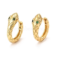 Brass Micro Pave Cubic Zirconia Hoop Earrings, Long-Lasting Plated, Snake, Real 18K Gold Plated, 17x16x5.5mm, Pin: 1mm(X-EJEW-F273-07G)