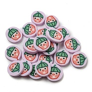 Handmade Polymer Clay Beads, No Hole, Flat Round, Green, 9~9.5x2.5mm, about 2083pcs/500g(CLAY-P003-01)