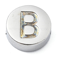 Tarnish Resistant 304 Stainless Steel Beads, Flat Round with Letter, Stainless Steel Color, Letter B, 8x3mm, Hole: 1.6mm(STAS-H219-15P-B)