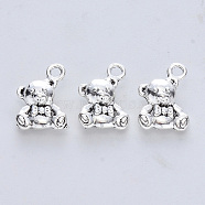 Tibetan Style Alloy Pendants, Cadmium Free & Lead Free, Bear, Antique Silver, 14.5x10x5mm, Hole: 1.8mm, about 416pcs/500g(TIBE-R316-046AS-RS)