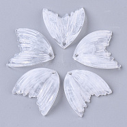 Acrylic Pendants, Imitation Gemstone Style, Wing, Clear, 27x25.5x3mm, Hole: 2mm(X-OACR-T021-001J)