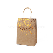 Stamping Style Kraft Paper Bags, with Handle, Gift Bags, Shopping Bags, Rectangle, Heart Pattern, 15x8x21cm(PAAG-PW0001-113G)