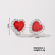 Chic Heart-shaped Stud Earrings with Delicate Diamonds, Platinum, Hyacinth, 10x10mm(UG6392-1)