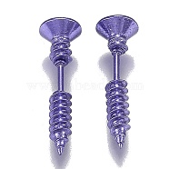 Vacuum Plating 304 Stainless Steel Unisex Punk Hip-hop Rock Nail Shape Screw Pierced Stud Earrings, Lilac, 25.5x7mm, Pin: 1mm(EJEW-F261-01I)