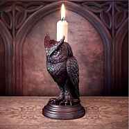Resin Candle Holder, Halloween Perfect Home Party Decoration, No Candle, Owl, 17.5x9cm(HAWE-PW0002-05A)