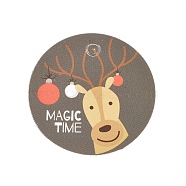 Paper Gift Tags, Hange Tags, For Arts and Crafts, For Christmas, Flat Round with Christmas Reindeer/Stag Pattern, Colorful, 30x0.3mm, Hole: 3mm(CDIS-L003-D06)