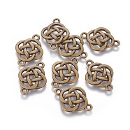 Flower Knot Tibetan Style Alloy Links connectors, Cadmium Free & Nickel Free & Lead Free, Antique Bronze, 25x18x2mm, Hole: 2mm, about 550/1000g(TIBEP-R338-33AB-NR)
