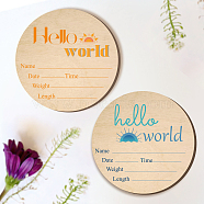 2Pcs 2 Style Single-face Printed Wooden Baby Photo Props, Birth Announcement Sign, Wooden Growth Milestone Signs, Flat Round, Wheat, 150x3mm, 1pc/style(DJEW-WH0600-006)