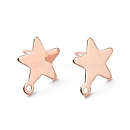 201 Stainless Steel Stud Earring Findings, with Horizontal Loop and 316 Stainless Steel Pin, Star, Real Rose Gold Plated, 15x13mm, Hole: 1.4mm, Pin: 0.7mm(STAS-K241-05RG)