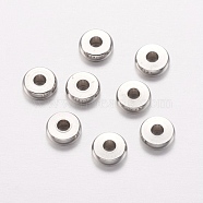 304 Stainless Steel Beads, Flat Round, Stainless Steel Color, 6x2mm, Hole: 2mm(STAS-F195-031P-A)