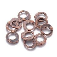 Tibetan Style Irregular Ring Bead Frames, Lead Free & Cadmium Free & Nickel Free, Red Copper, 20.5x20.5x3mm, Hole: 12mm(X-RLF10246Y-NF)