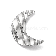 201 Stainless Steel Pendants, Moon Charm, Stainless Steel Color, 18.5x13.5x1.5mm, Hole: 1.2mm(STAS-G296-05P)