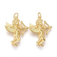 Brass Pendants, Long-Lasting Plated, with Jump Rings, Cupid, Golden, 28x22x6.5mm, Hole: 6x1mm(KK-Z001-05G)