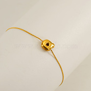 304 Stainless Steel Serpentine Chain Bracelets, Chunk Letter Link Bracelets for Women, Real 18K Gold Plated, Letter Q, 6.50 inch(16.5cm), letter: 7~8.5x6~10.5mm(BJEW-H608-01G-Q)