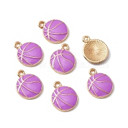 Alloy Enamel Pendants, Light Gold, Basketball, Medium Orchid, 17x13.5x2mm, Hole: 1.6mm, 10pcs/bag(ENAM-CJC0003-53E)