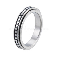 201 Stainless Steel Flat Round Rotating Ring, Calming Worry Meditation Fidget Spinner Ring for Women, Stainless Steel Color, Inner Diameter: 17mm(RJEW-N043-27)