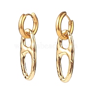 304 Stainless Steel Huggie Hoop Earrings, with Alloy Links, Oval, Golden, 38mm, Pin: 1mm(EJEW-JE04473-01)