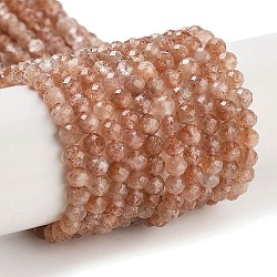 Natural Sunstone Beads Strands, Faceted, Round, Grade A, 4mm, Hole: 0.8mm, about 106pcs/strand, 15.35 inch(39cm)(G-L597-C01-02)