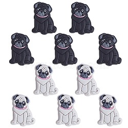 10Pcs 2 Colors Silicone Beads, Chewing Beads For Teethers, DIY Nursing Necklaces Making, Pug Dog, Mixed Color, 32.5x22.5x9mm, Hole: 2mm(JX741A)