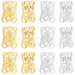 Unicraftale 12pcs 2 Colors 201 Stainless Steel Pendants, Laser Cut, Panda, Golden & Stainless Steel Color, 15.5x11.5x1mm, Hole: 1.5mm, 6pcs/color(STAS-UN0036-56)