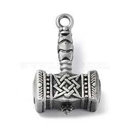 Tibetan Style Alloy Pendant, Frosted, Thor's Hammer Charm, Antique Silver, 40x24x11mm, Hole: 3.5mm(PALLOY-H133-16AS)