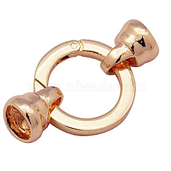 Alloy Spring Gate Rings, Rose Gold, Ring: 26x4mm, Terminators: 12x15mm, Hole: 10mm(PALLOY-E436-94RG)