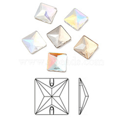 K9 Glass Rhinestone Cabochons, Flat Back & Back Plated, Faceted, Square, Mixed Color, 12x12x4.5mm(RGLA-N002-06A)