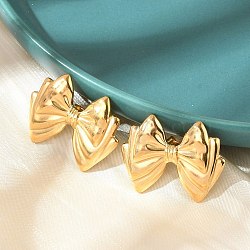 304 Stainless Steel Stud Earrings, Real 18K Gold Plated, Bowknot, 20x26.5mm(EJEW-B121-02G-02)