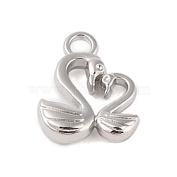 Rack Plating Alloy Pendants, Swan, Platinum, 14x12x3.5mm, Hole: 2mm(FIND-B037-14P)