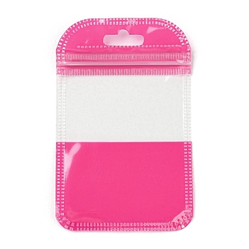 Plastic Packaging Zip Lock Bags, Top Self Seal Pouches, with Window, Rectangle, Deep Pink, 11x7x0.24cm
