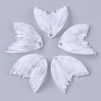 Acrylic Pendants, Imitation Gemstone Style, Wing, Clear, 27x25.5x3mm, Hole: 2mm