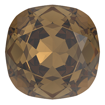 Preciosa&reg MAXIMA Crystal Fancy Stones, Czech Crystal, 435 36 132 Cushion Square, Dura Foiling, 10220 Smoked Topaz, 12x12mm