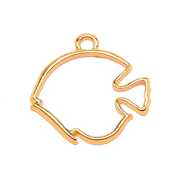 Alloy Open Back Bezel Charm Pendants, Long-Lasting Plated, Hollow Goldfish Resin Pressed Flower Frames, for UV Resin Jewelry Making DIY Crafts Supplies, Golden, 28x30x2mm, Hole: 3mm
