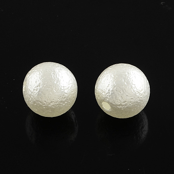 ABS Plastic Imitation Pearl Round Beads, White, 10x9.5mm, Hole: 2mm, about 920pcs/500g