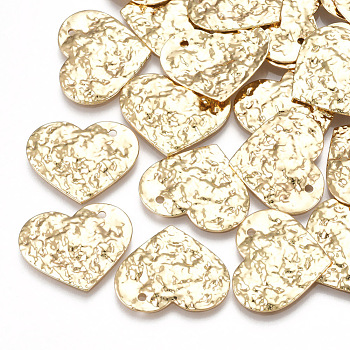 Brass Pendants, Heart, Real 18K Gold Plated, 17x20x1.5mm, Hole: 1.4mm