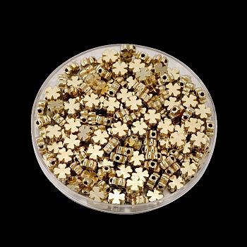 CCB Plastic Beads, Golden, Clover, 8x8x3.5mm, Hole: 1.6mm, 100pcs/bag