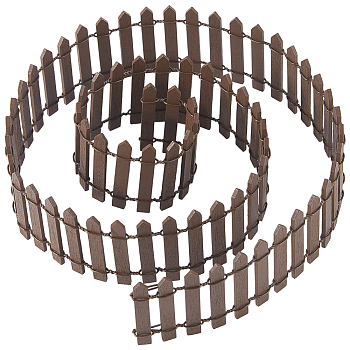 1Pc Wood Fence Ornaments, Micro Landscape Dollhouse Garden Decoration, Coconut Brown, 900x50mm