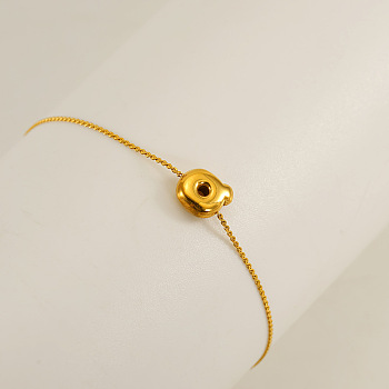 304 Stainless Steel Serpentine Chain Bracelets, Chunk Letter Link Bracelets for Women, Real 18K Gold Plated, Letter Q, 6.50 inch(16.5cm), letter: 7~8.5x6~10.5mm